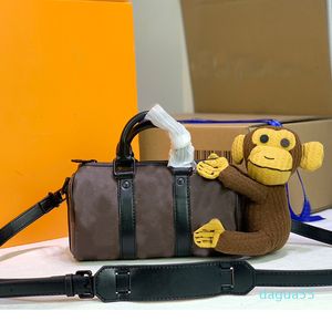 Mulheres idosas flor pequena bolsa bolsa bolsa de ombro macaco maldito boneca preto de couro real removível cinta zíper fechopia tecido