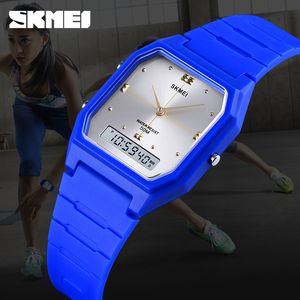 Skmeiティーンエイジャーデジタルウォッチメンズ女性スポーツ腕時計3time Chrono Watches少年女の子防水時計ユースリロイホームブレ1604 Q0524