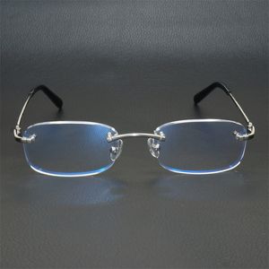 Montature per occhiali trasparenti quadrati in metallo per uomo Donna Occhiali senza montatura Carter Occhiali da vista Occhiali da vista per computer 9011
