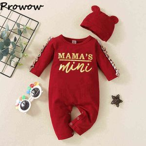 Prowow M Red Baby Girls Rompers Letter Mama s Mini Girl Bodysuit For Newborns Baby Girl Clothes Leopard Ruffle Jumpsuit G1218