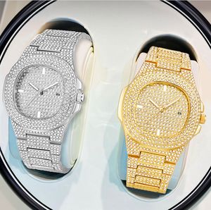 Wlisth marka data kwarc cwp męskie zegarki damskie pełne kryształowe diamentowe świetliste zegarek owalny pokrętło dodatkowe bling