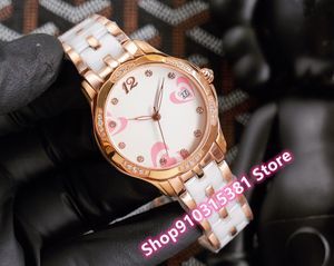 New women sweet pink heart Watches Lady Automatic Mechanical sport Watch sapphire Stainless Steel ceramic clock Waterproof 34mm