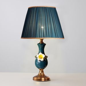 Europäische Vase Tischlampen Schlafzimmer Nachttischlampe Wohnkultur Schreibtisch Licht einfache moderne Wohnzimmer blaue Keramik Tischbeleuchtung