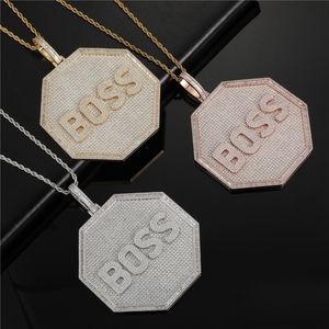 Trendy Gold Plated Full Bling Iced Out CZ Custom Name Letter Pendant Necklace Mens Hip Hop Jewelry Gift
