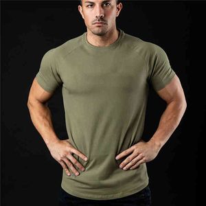 Maglietta di marca Uomo New Fashion Tee Shirts Estate Manica corta Fitness Maglietta di cotone Mens Gym Abbigliamento Casual Sport T-shirt 210421