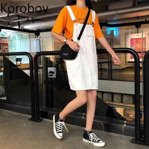 コロバフ春夏の女性のドレスプレッピースタイルのポケット女性のドレス韓国のハイウエストのvestidos 2a633 210430