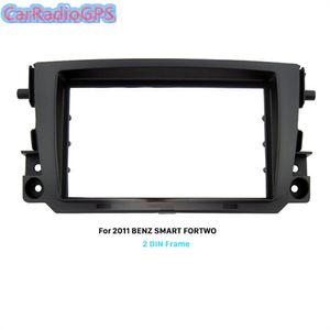 Siyah Çift Din Araba Radyo Fasya Dash Panel Çerçeve 2011 Mercedes Benz Akıllı Fortwo Stereo Kapak Trim Kurulum