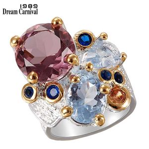 DreamCarnival1989 Super Elegant Women Engagement Ring Chic Lilac Matching Zircon Two Tones Colors Valentine Jewelry Gift WA11738 211217