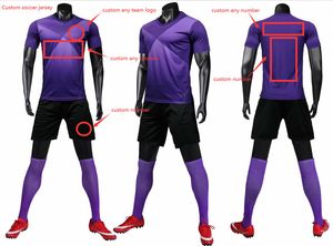 Custom Team Kids + Adult Full Purple Blank Soccer Jersey Uniform Mens Kvinnor Sport Personliga Skjortor med Shorts Tryckt designnamn och nummer 19b-00