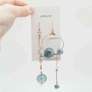 Original Design Green Bubble Long Dangle Earrings For Women 2020 Charming Handmade Glass Ball Korean Drop Earrings Jewelry G220312