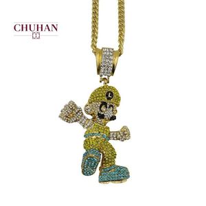 Colares pendentes Chuhan Hip Hop Jewelry Gift Luxury Full Cubic Zircon Unissex Cartoon Anime Colar J459