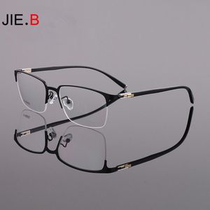 Jie.B Business Ultralight Half Frame Espelho óptico Men's Trend's Casual Titanium liga de prescrição de óculos de moda Moda Os óculos de sol Quadros