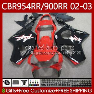 Kit de carroçaria para Honda CBR900 CBR954 RR CBR 954 900 RR CC 2002 2003 Bodys Vermelho preto 61NO.68 cbr 900rr 954rr 900cc 02-03 cbr954-rr cbr900rr cbr954rr 02 03 Feeding do OEM