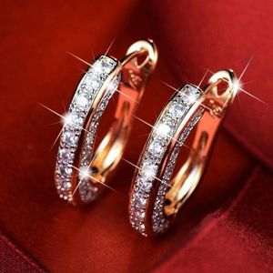 Hoop & Huggie Women's Earrings Fashion Luxury Round Diamond Women Silver Gold Rosegold Glitter Stud Earring For Glitter2021
