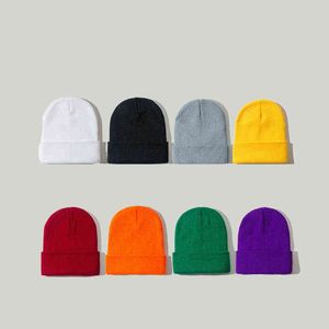 Новый Сплошной цвет Унисексные шапочки Осень зимняя шерсть смеси мягкие теплые вязаные шапки для женщин SkullCap Hats Ski Caps Fashion Bonnet Y21111