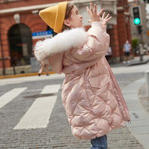 Down Coat -30 Degrees Winter Children's Jacket Girls Fashion Warm & Thick Large Hooded Real Fur Collar Duck