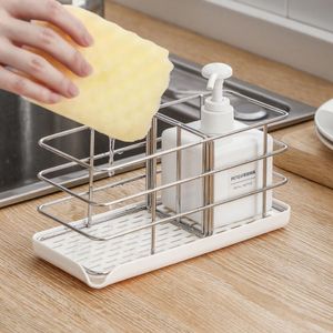 Hooks & Rails Convenient Sponge Holder For Sink Stainless Steel Kitchen Organizer Great Soap Dispenser Caddy Countertop Home Supply