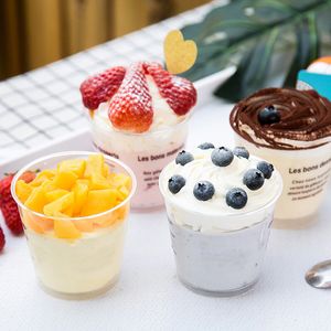 Bageri Ta ut presentförpackning 180ml Party Ice Cream Cup Transparent Clear Plast Food Container Jelly Yoghurt Mousses Dessert Baking Cups