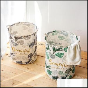 Lagring Hushållsorganisation Hem Gardenstorage Boxes Bins Monstera Deliciosa Folding Tvättkorg Runda Bin Bag Stora Hamper Colla