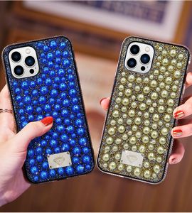 Custodie per telefoni di design con diamanti strass perla brillante Bling per iPhone 13 12 Pro 11 X XS MAX XR 7 8 6s plus Custodia distintiva antiurto di lusso classica di alta qualità retrò