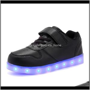 Bebê maternidade gota entrega 2021 moda crianças led luzes confortáveis ​​meninos meninas mostram sapatos tamanho grande crianças esportes macios correndo chunky snea