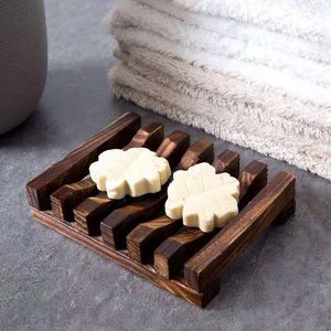 Natural Wooden Bamboo Soap Dish Tray Holder Storage Rack Box Container for Bath Shower Plate Bathroom DH5800