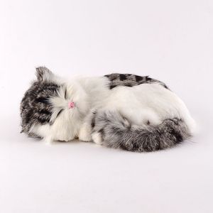 Dorimytrader pop simulação de pelúcia gato brinquedo lifelike adorável realista animais de estimação gato boneca decoração para presente de carro 27x18x10cm dy80005