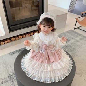 Meninas pequenas vestido espanhol crianças lace lolita vestidos para bebé primeira festa de aniversário vestido de bola infantil roupas boutique 210615