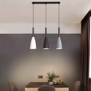 Modern LED Solid Wood Iron Art Pendant Lights 3 Lighting Nordic Minimalist For Living Room Kitchen Loft F Lamps