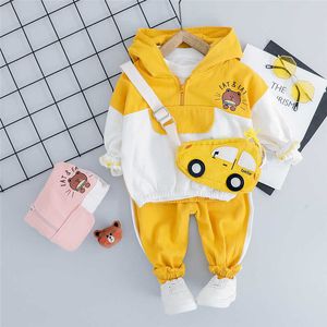 0-4 years High quality boy girl clothing set spring sport active solid kid suit children baby Hoodies+pant 210615