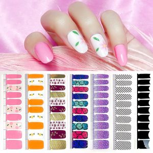 Fashion French Manicure Nail Art Stickers 20 punte Foglio di decalcomanie per adesivi per unghie con lima per unghie Fiore di lamina brillante