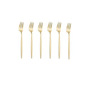 6 PC Gold Cutlery Herbata Obiadowa Czarne Forks Stainless Steel Flatware Zestaw kuchenny