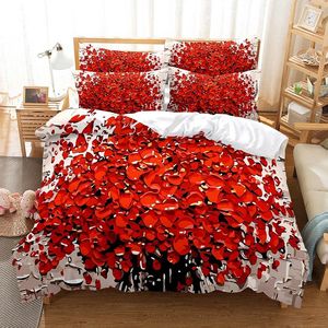 Zestawy pościelowe Różowe płatki kołdry Zestaw 3D Digital Printing Bed Linen Moda Design Comforter Flower