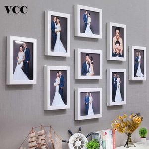 9 stks klassieke PO-frame voor muur opknoping home decor 8 inch bruidspaar aanbeveling zwart wit foto's frames cadeau sh190918