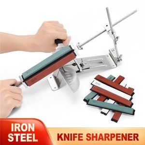 Professional Knife Sharpener Iron Steel Kitchen Set Sharpening Tools Fix Fixed Angle With 4 Stones Whetstone 210615