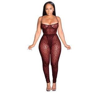 Sheer Mesh Patchwork Party Night Club Sexy 2 Piece sätter Womens Outfits Summer Skinny One Bodysuits och Pencil Byxor Hela 210525