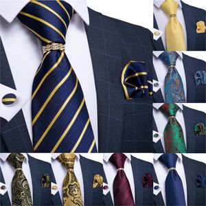 ゴールドブルーレッドティールペイズリーソリッドフローラル品質のウェディングメンズリングhanky cufflinkシルクネクタイセットDibangud Design