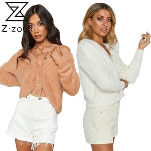 Kvinnor Coat Double Faced Fleece Winter Single Breasted Långärmad Kort Woolen Cardigan Mode Jacka 210513