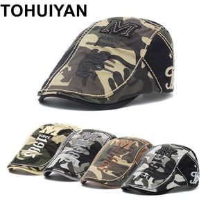 Klasyczne Wojskowe kamuflaż Kapelusze Mężczyźni Casual Dorning Cap Flat Cap Camo Cotton Newsboy Cap Hat Moda Jesień Gorras Ivy Caps dla kobiet