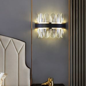 Luxurious Black Wall Lamp Modern Led Lamps For Bedroom Crystal Wall Lights Hanging Light Home Decor