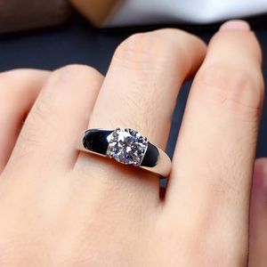 Mode Moissanit Ringe für Männer Hochzeit Verlobung Edlen Schmuck 925 Sterling Silber Einstellbare Größe Ring Charme Jahrestag Geschenk