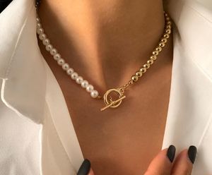 Moda barocca collana a catena di perle collare da donna punk chiusura a levetta cerchio lariat perline girocollo collane gioielli GC465