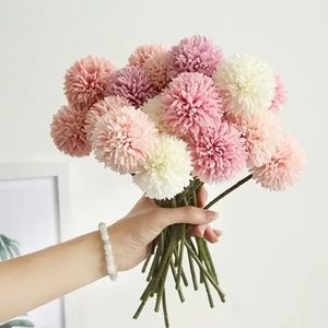 Bukiet Sztuczny Bukiet Kwiatu Jedwab Dandelion Ball Fałszywe Kwiaty Wieńce DIY Home Widding Decoration Walentynki Prezenty WHT0228