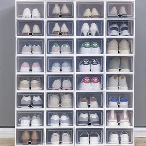 Caixa Média De Plástico venda por atacado-Caixas de armazenamento de sapatos de Waco Pack caixa de sapato de plástico dobrável empilhável clear shoe organizador médio branco