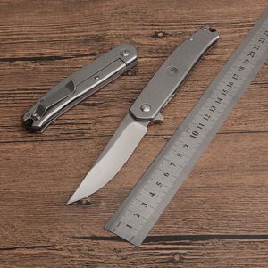 1pcs 2021 Toppkvalitet Flipper Folding Kniv 8Cr13mov Drop Point Satin Blade Rostfritt Stål Handtag Kullager Fast Open EDC Pocket Fold Knives