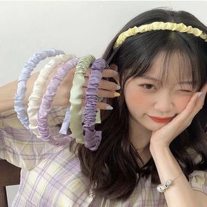 Wholesale chic bands resale online - Chic Glossy Hair Bezel Bands Hoop Women Thin Ruched Headband Hairband for Girls Hair Accessories Wrinkle Headbands