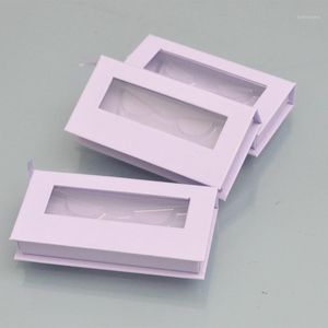 Gift Wrap Lash Boxes Eyelash Packaging Box Custom Mink Eyelashes Package Magnetic Rectangle Purple Storage Case Bulk Vendor