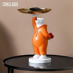 Creative Love Polar Bear Desk Storage Figurine Home Decor Key Art Sculpture Living Room Table Figurines Decorative Gift 211108