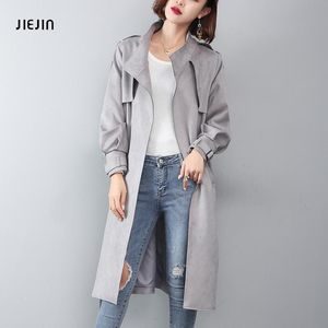 Women's Trench Coats Elegant British Style Apricot Autumn Winter Women Wind Coat Office Lady Female Straight Long Oversize 5xl