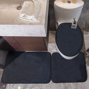 Set di coprisedili per WC con lettere classiche, tappetini antiscivolo vintage, coprisedili, 3 pezzi, arredo bagno